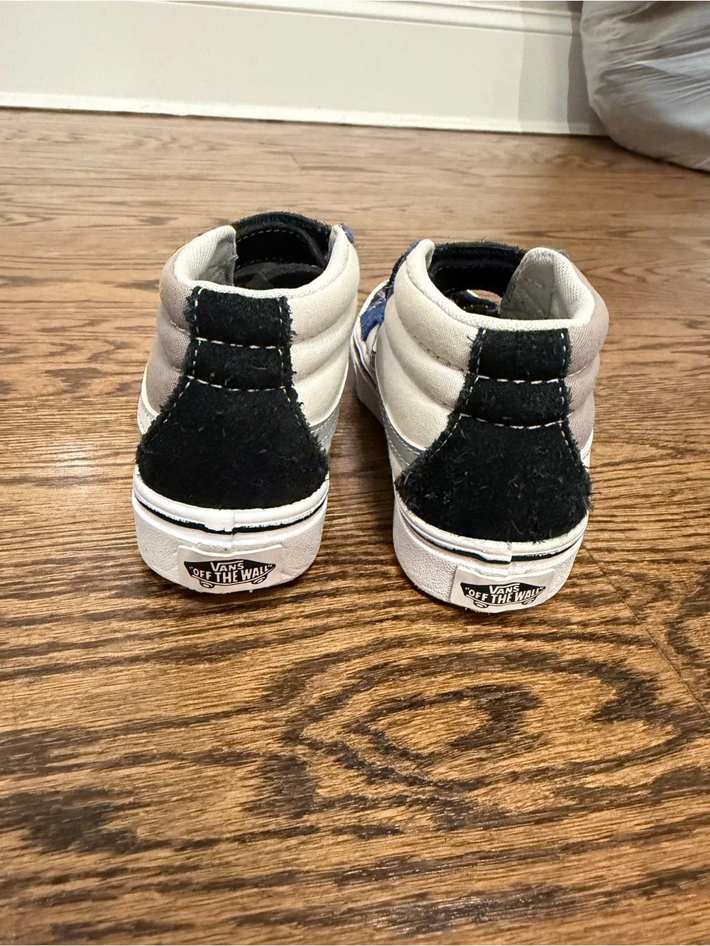 Vans Kids Black and Blue Velcro Skate Sneakers